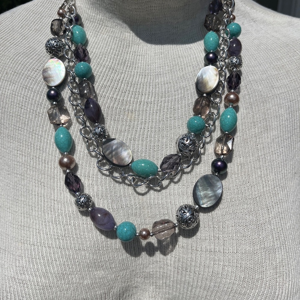 NIB hard to find Premier Designs layered necklace with built in bracelet.